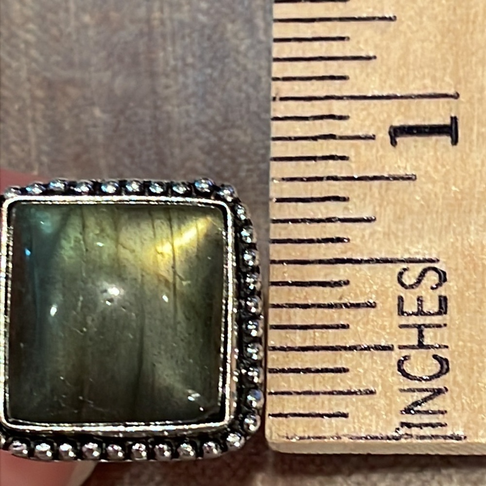 Labradorite Square Silver Ring Natural Gemstone N… - image 7